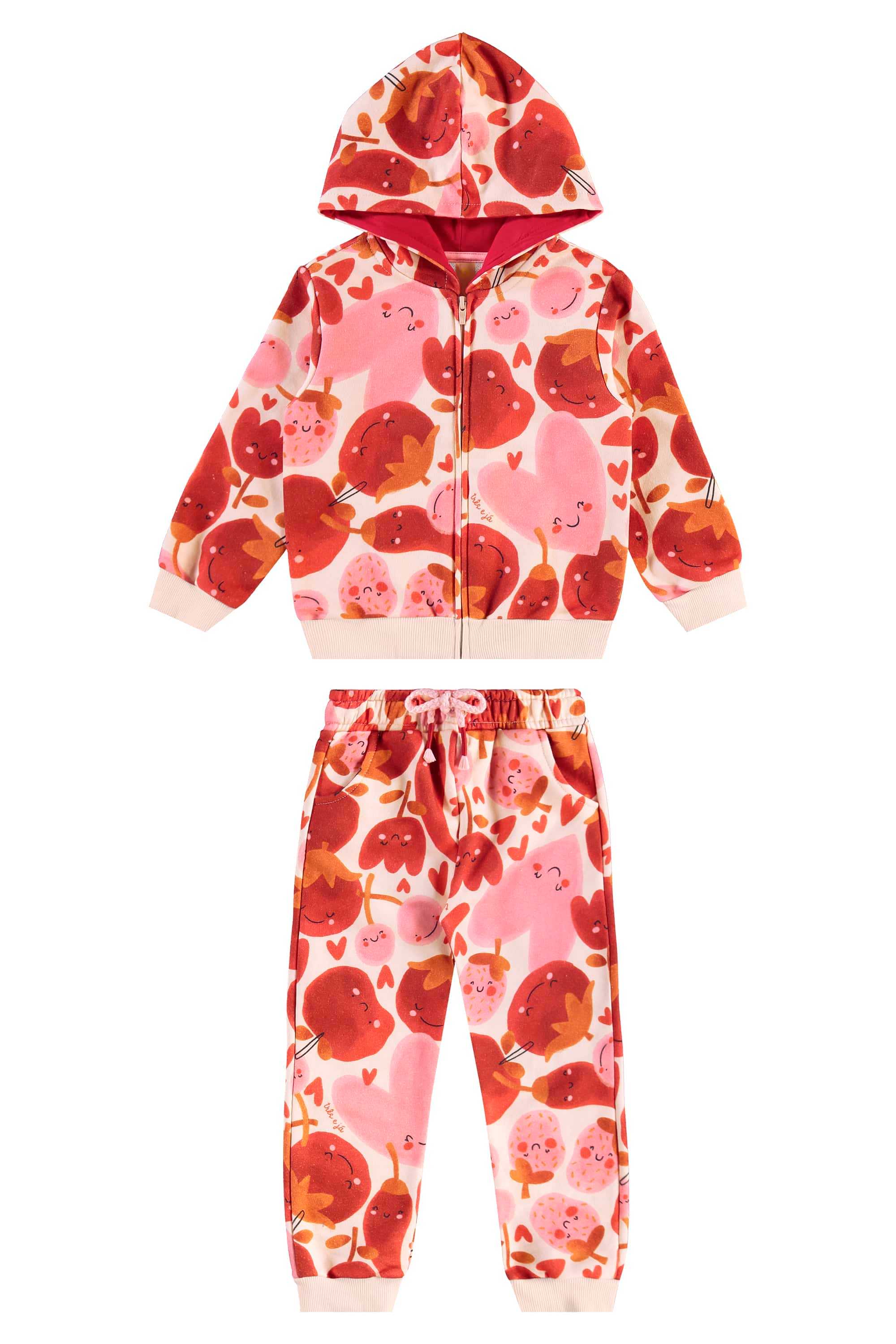 Conjunto Infantil Frutas Vermelhas com Jaqueta e Calça (Rosa) Três e Já - Imagem 18